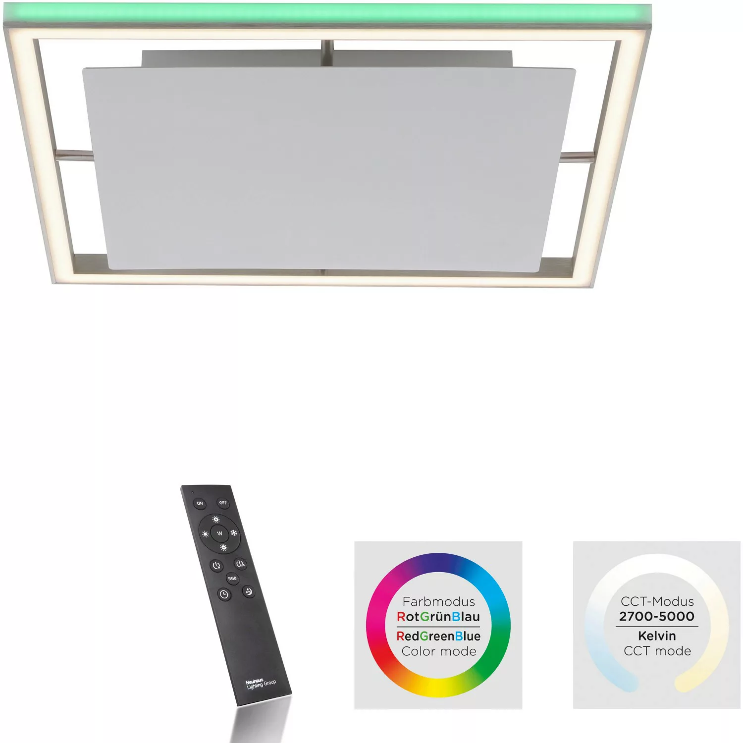 Paul Neuhaus Helix LED-Deckenleuchte Quadrat 50cm günstig online kaufen