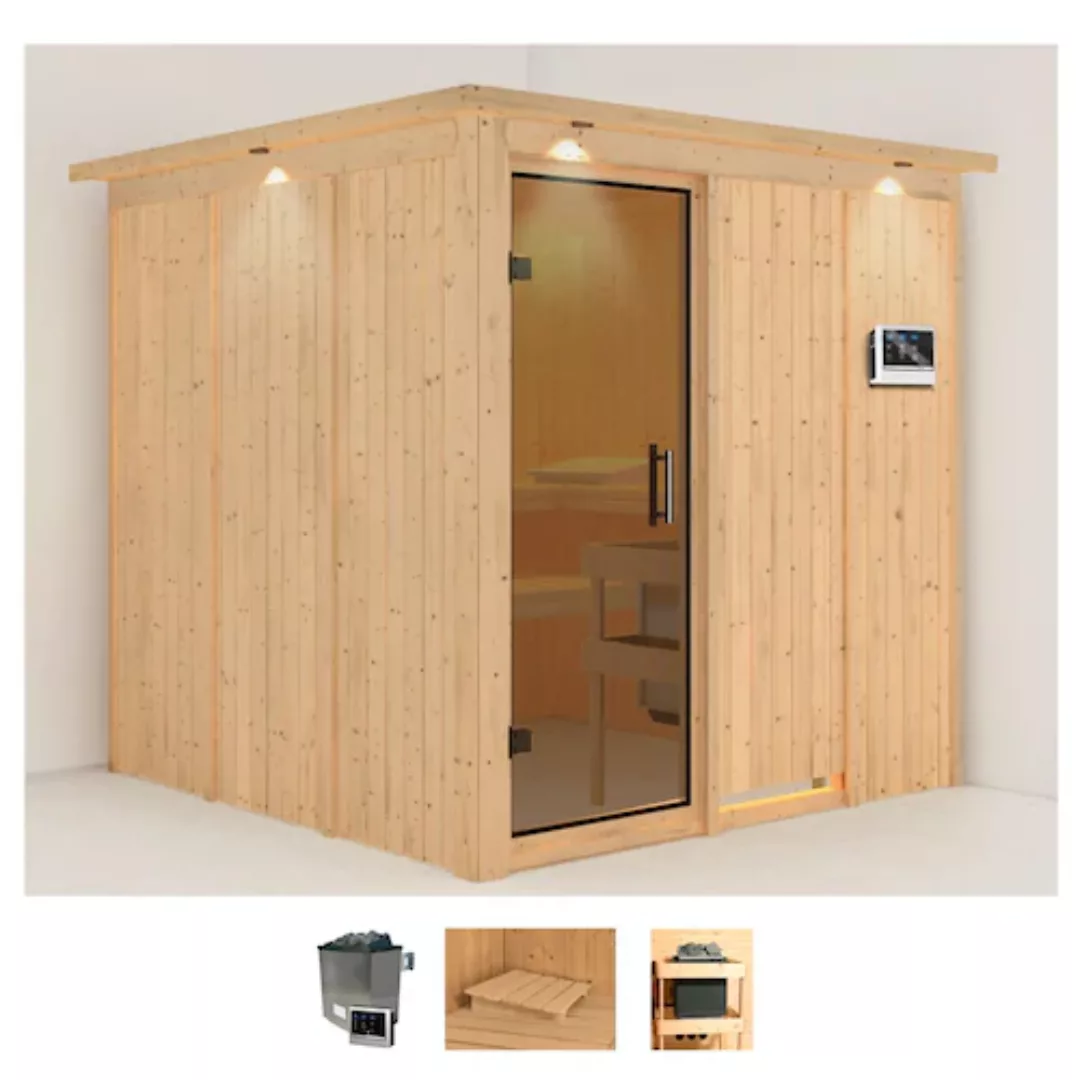 Karibu Sauna »Romina«, (Set), 9-kW-Ofen mit externer Steuerung günstig online kaufen