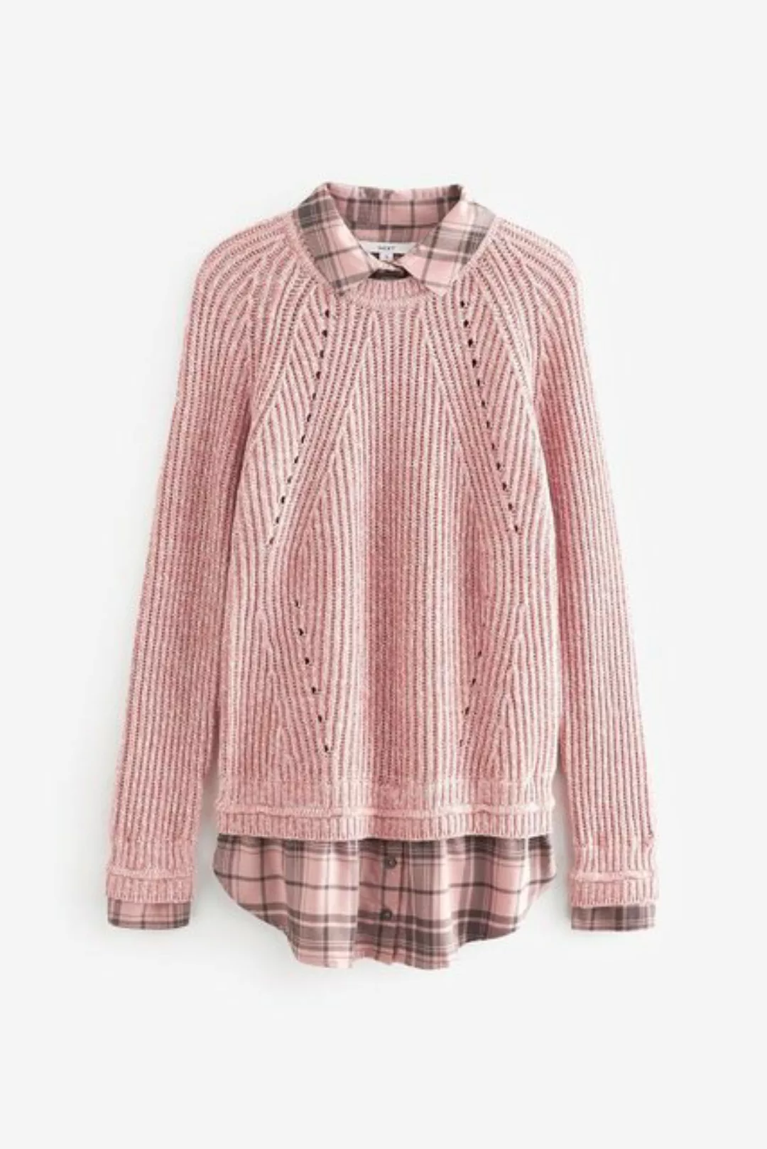 Next 2-in-1-Pullover Karierter Pullover mit Blusendetail (1-tlg) günstig online kaufen