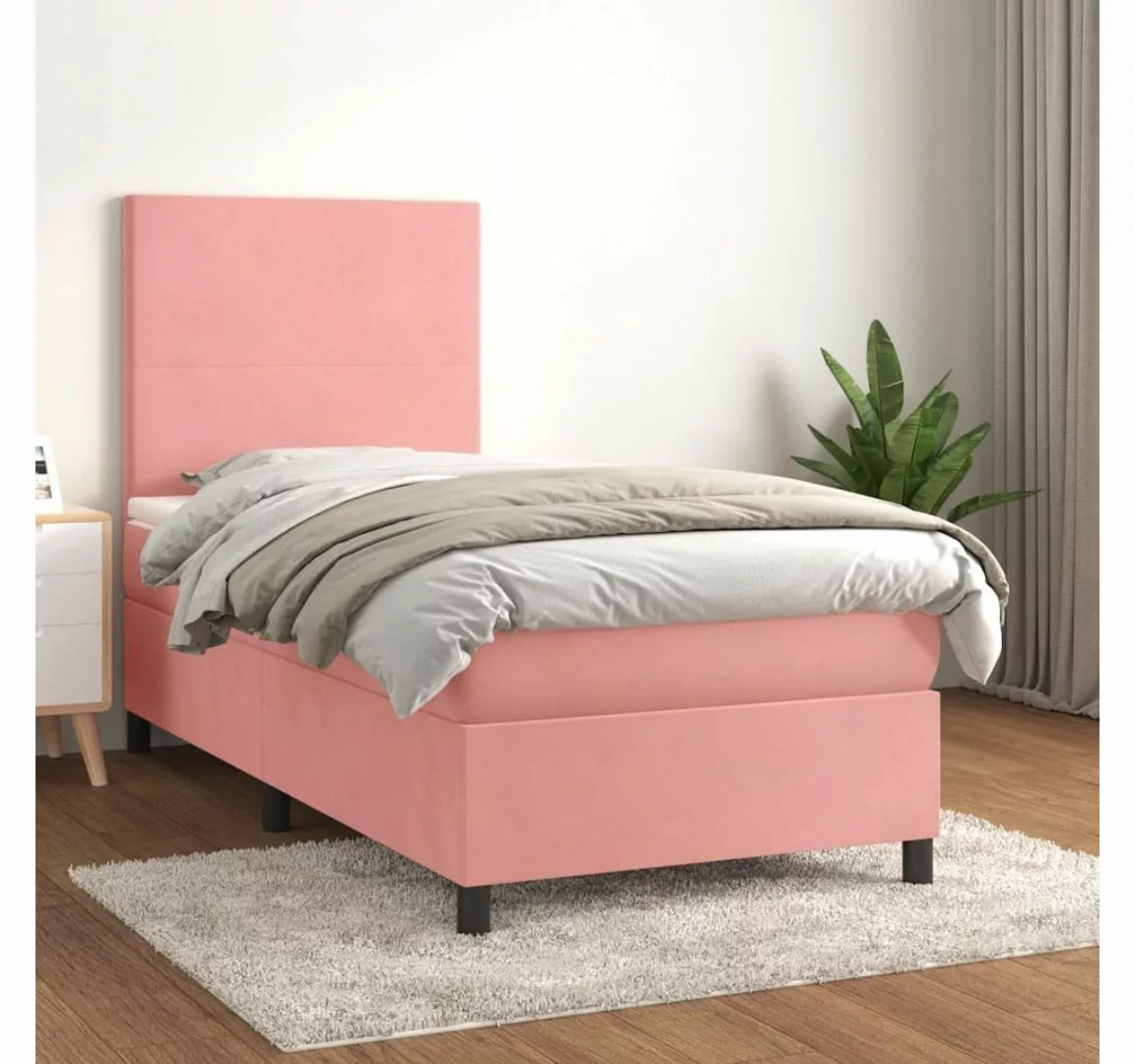 vidaXL Bett Boxspringbett mit Matratze Rosa 80x200 cm Samt günstig online kaufen