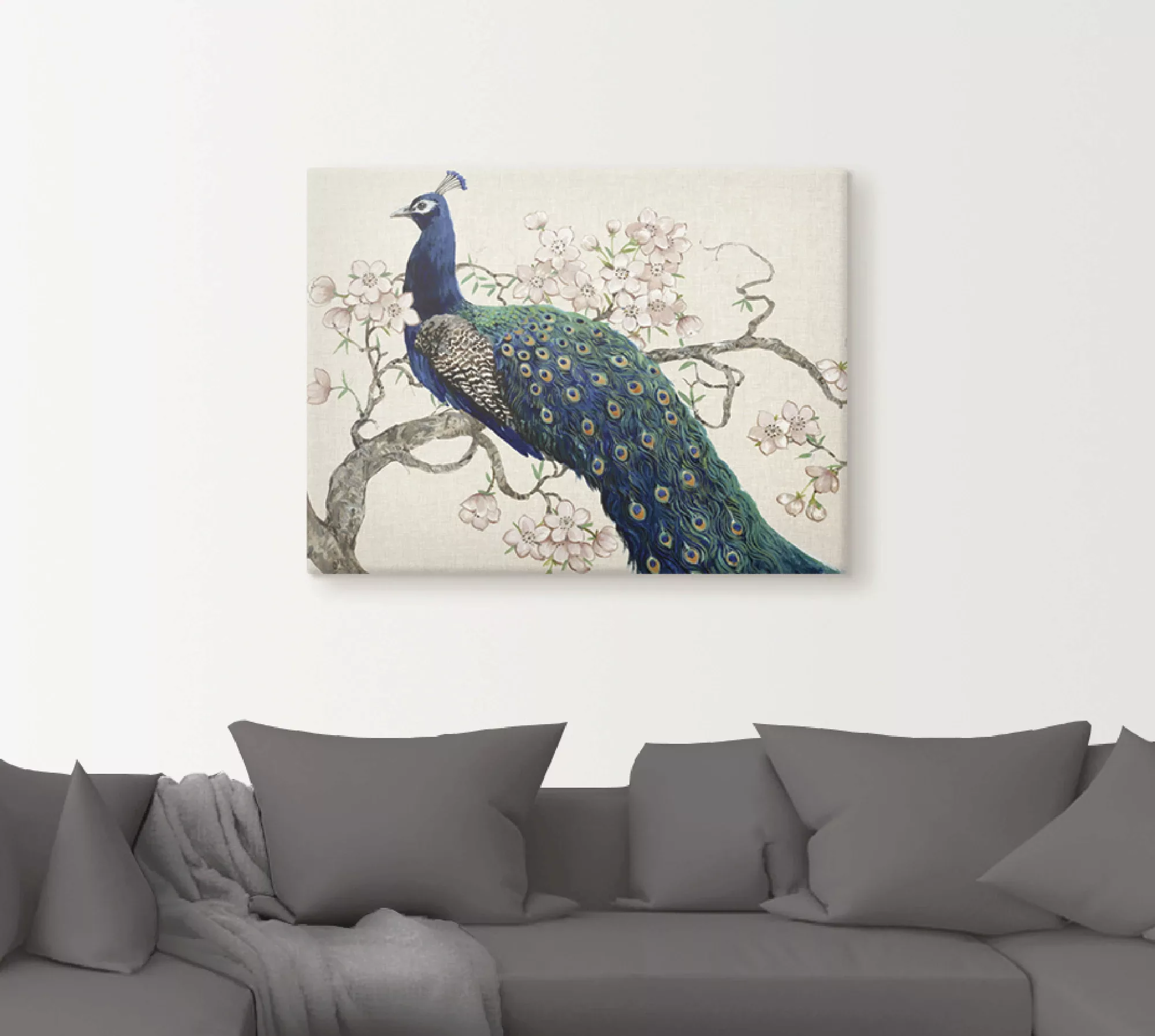 Artland Wandbild "Pfau & Blüten II", Vögel, (1 St.) günstig online kaufen