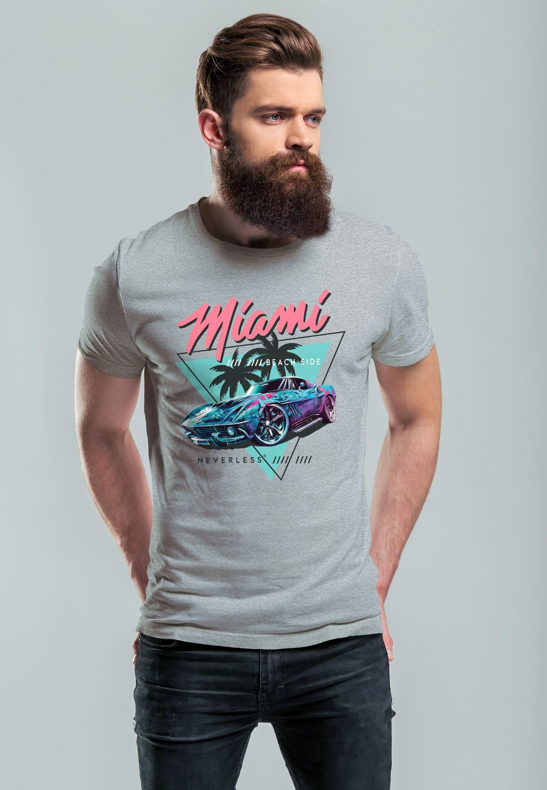 Neverless Print-Shirt Herren T-Shirt Bedruckt Miami günstig online kaufen