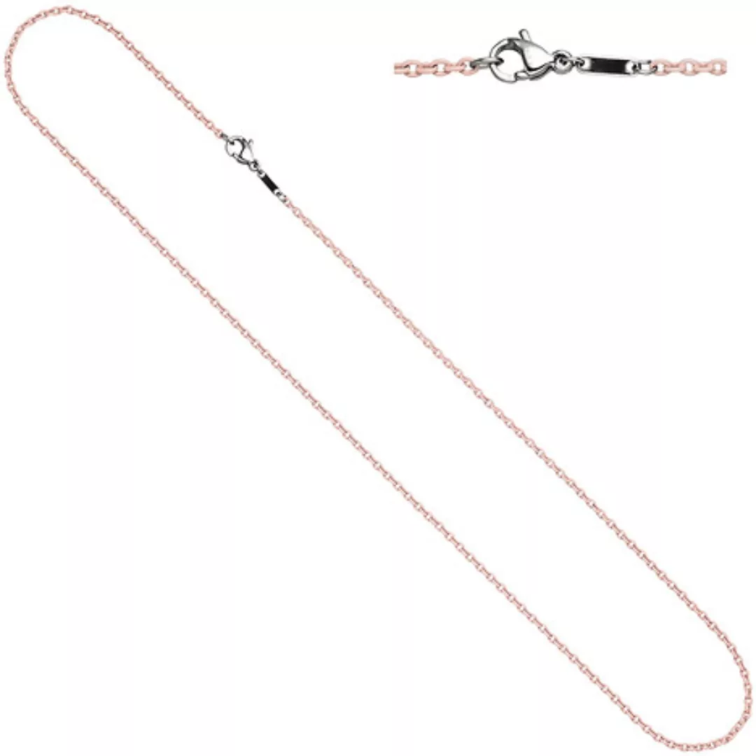 SIGO Rundankerkette Edelstahl rosa lackiert 50 cm Kette Halskette Karabiner günstig online kaufen