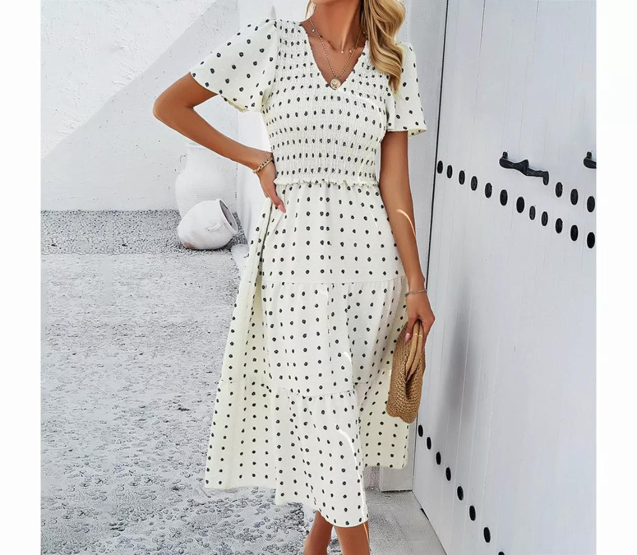DEBAIJIA Dirndl Sommerkleid Damen Frauen Bedruckter Kleid Lässiger Strand günstig online kaufen