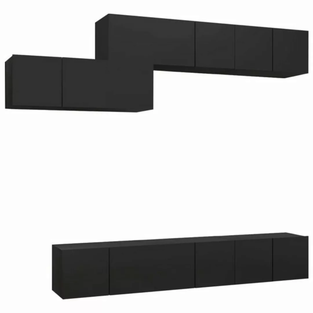 vidaXL TV-Schrank 7-tlg TV-Schrank-Set Schwarz Spanplatte günstig online kaufen