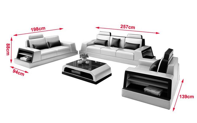 Xlmoebel Sofa Neues Design Ledersofa 3+2+1 Sitzer Sofagarnitur Couch in Led günstig online kaufen