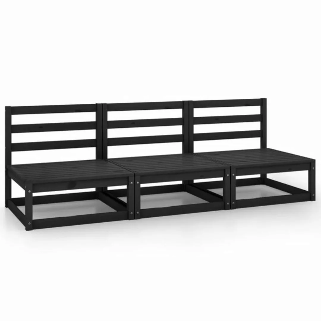 vidaXL Loungesofa Outdoor-Sofa 3-Sitzer Schwarz Massivholz Kiefer, 1 Teile günstig online kaufen