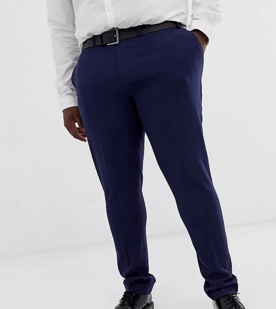 ASOS DESIGN Plus – Superenge elegante Hose in Marineblau günstig online kaufen