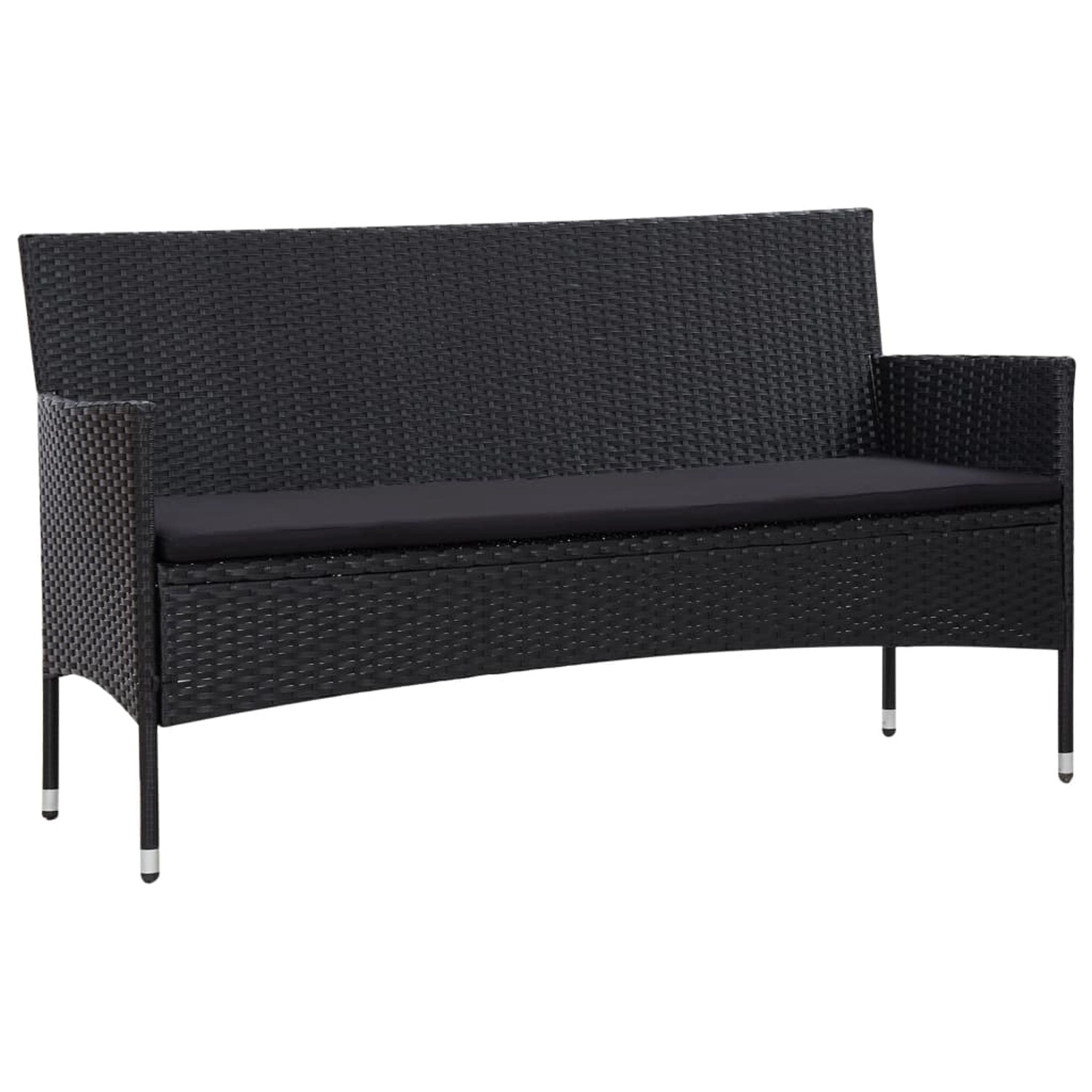 4-tlg. Garten-lounge-set Mit Auflagen Poly Rattan Schwarz günstig online kaufen