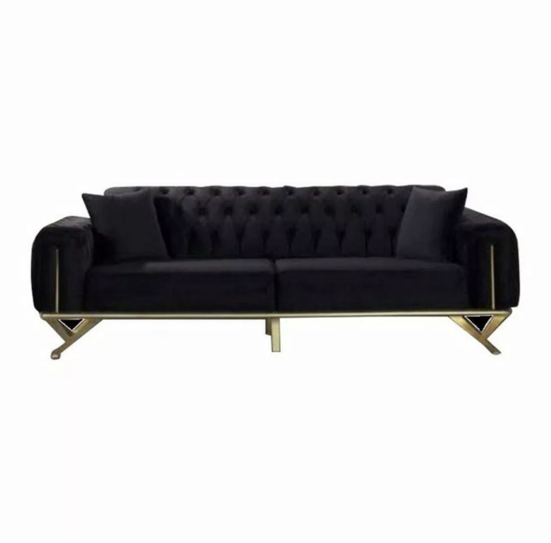 JVmoebel Sofa Schwarz Chesterfield Couch Dreisitzer Sitzpolster Couch, Made günstig online kaufen