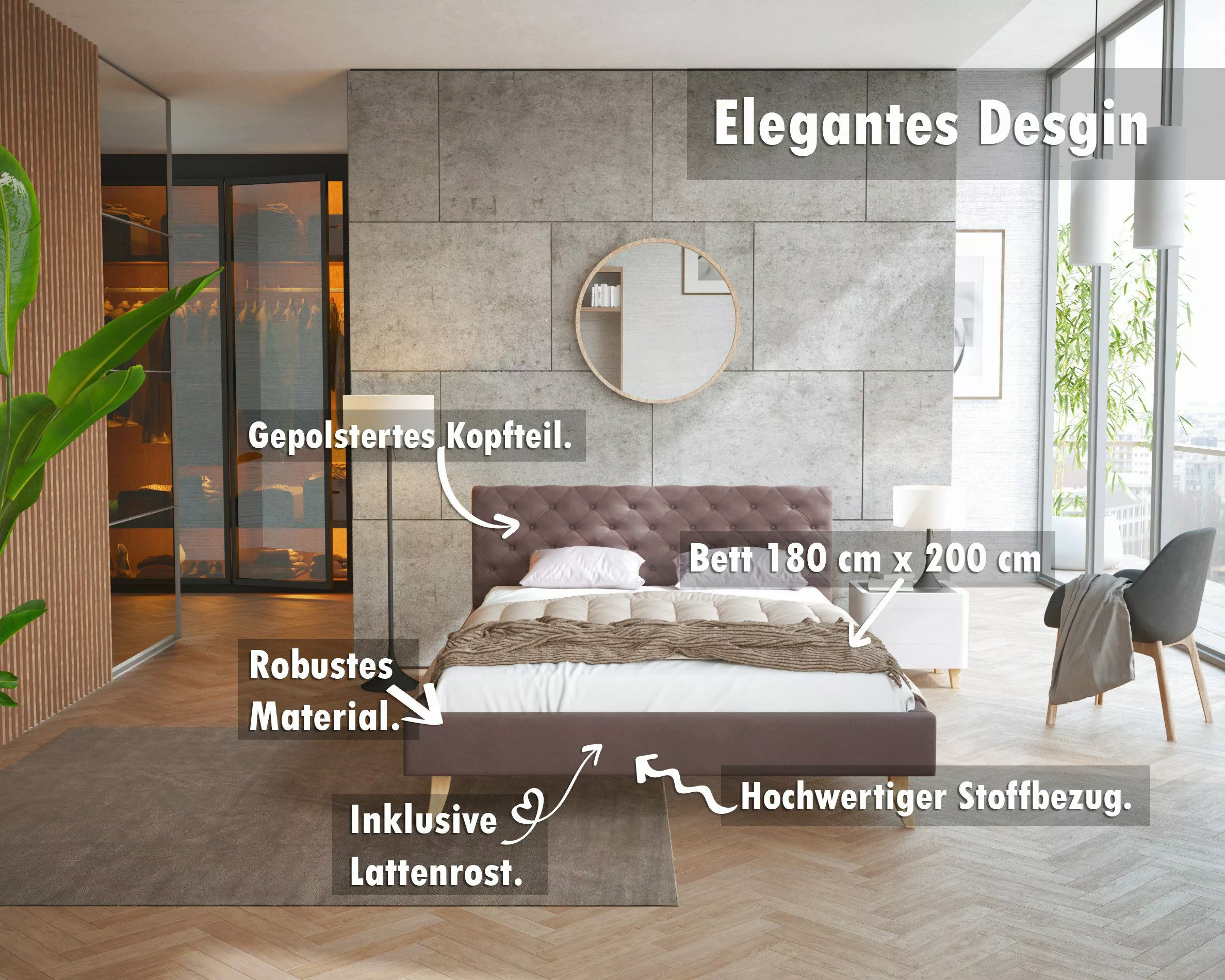 FDM Polsterbett Kalifornia Bettrahmen 120x200, 140x200, günstig online kaufen