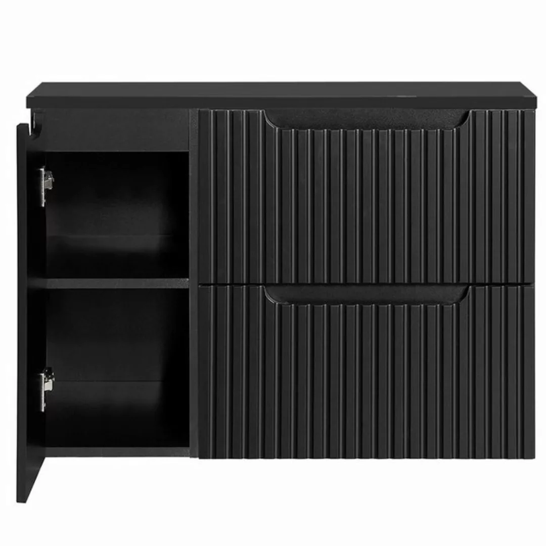 Lomadox Waschbeckenschrank NEWPORT-56-BLACK 90 cm Waschtisch-Unterschrank 4 günstig online kaufen