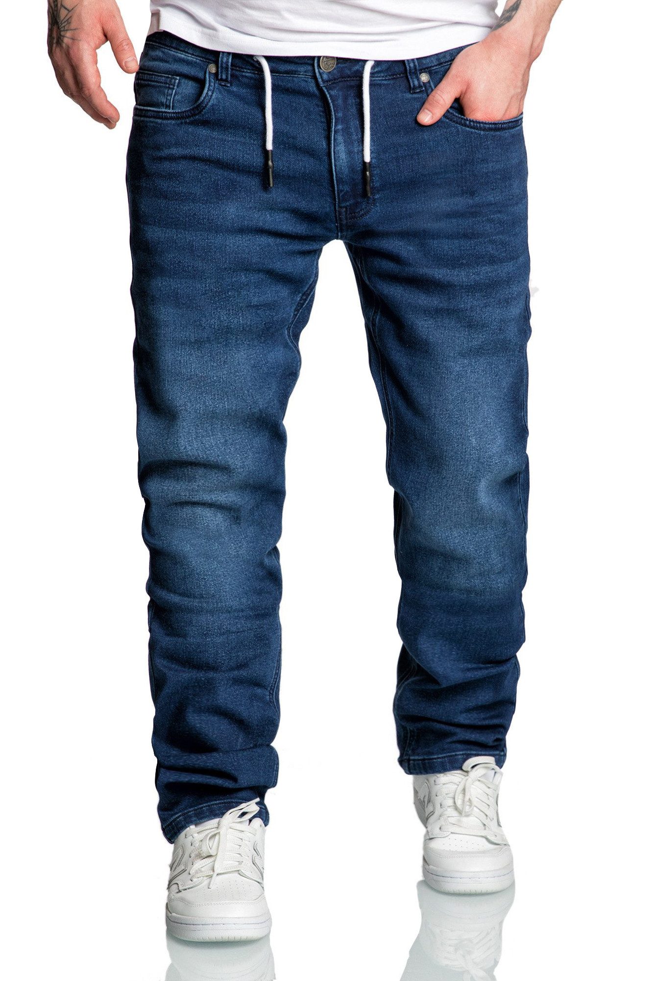 Amaci&Sons Straight-Jeans COPPELL Sweathose im Denim günstig online kaufen