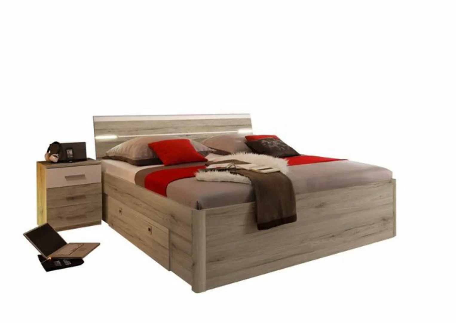 möbelando Bettanlage Isobel, Stilvolle Doppelbett Bettanlage 180 x 200 cm m günstig online kaufen