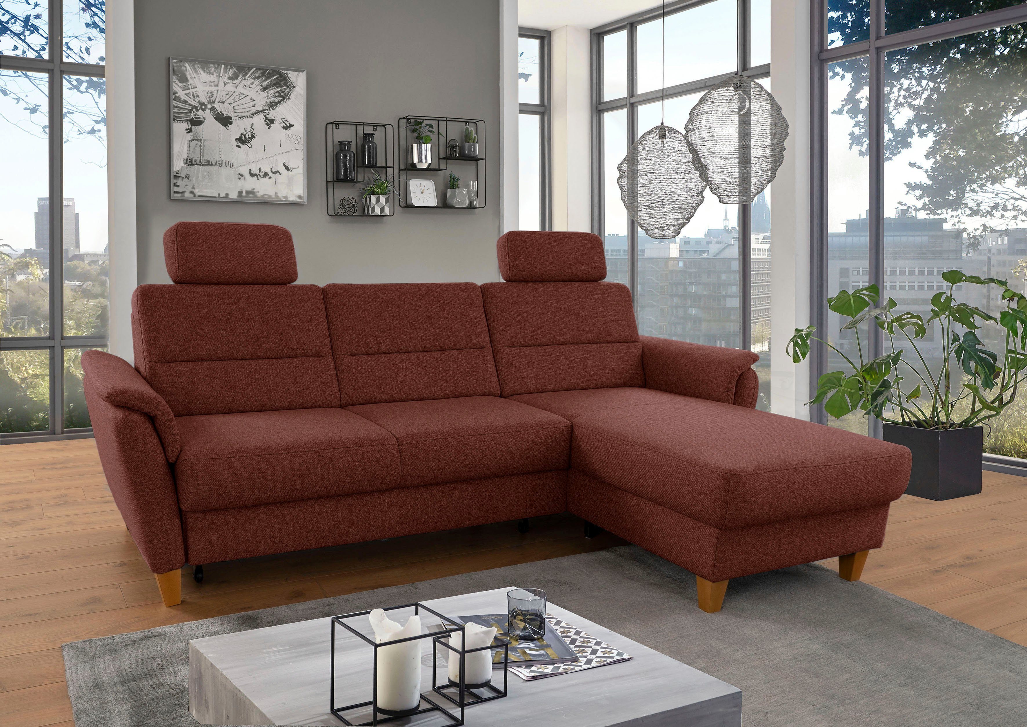 Home affaire Ecksofa "Palmera L-Form", Federkern, wahlweise mit Bettfunktio günstig online kaufen