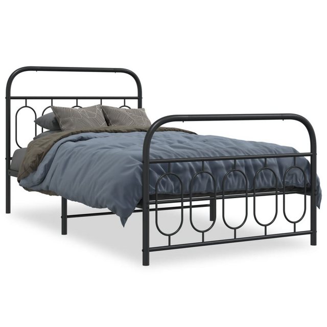 vidaXL Bett, Bettgestell mit Kopf- und Fußteil Metall Schwarz 107x203 cm günstig online kaufen