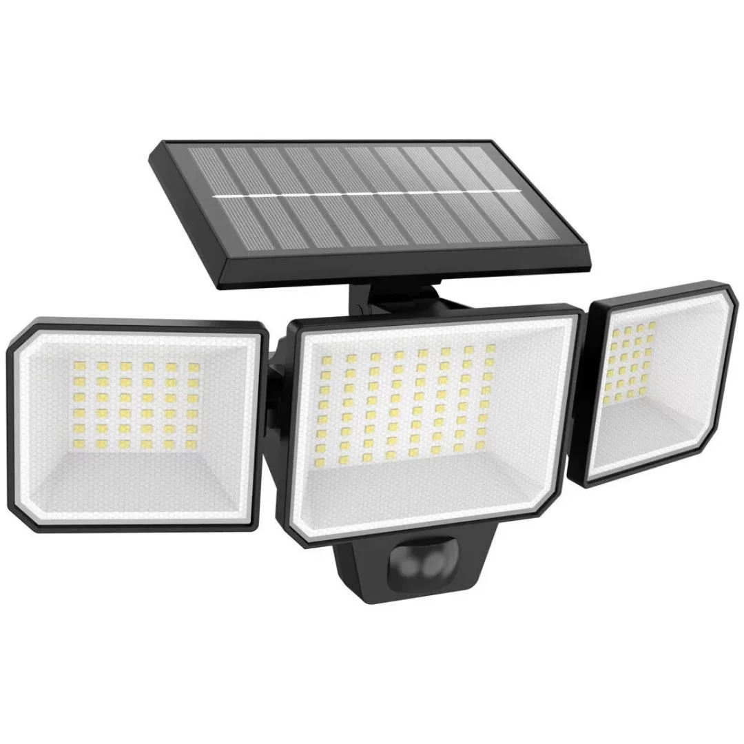 LED Solar Wandleuchte Nysil in Schwarz 3x 2,9W 1000lm IP65 mit Bewegungsmel günstig online kaufen