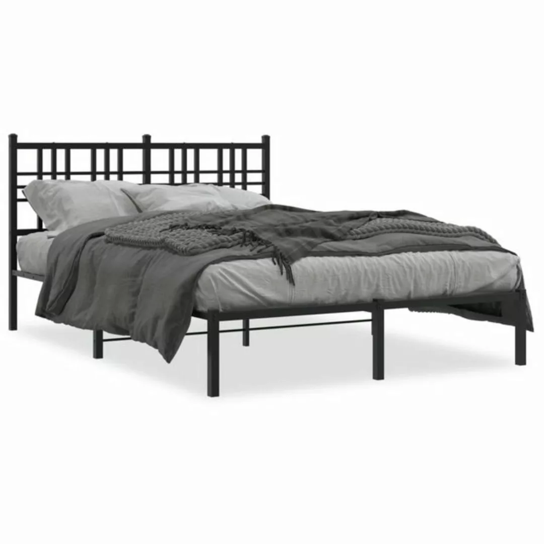 vidaXL Bettgestell, Bettrahmen mit Kopfteil Metall Schwarz 135x190 cm günstig online kaufen