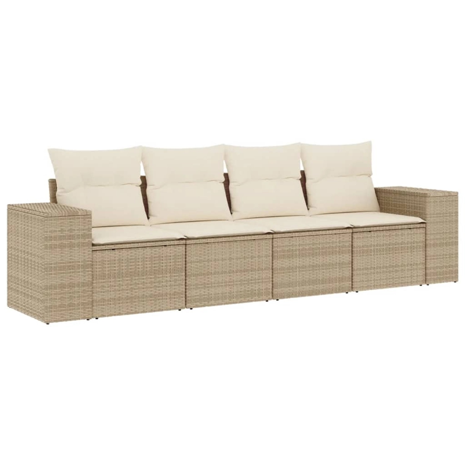 vidaXL 4-tlg Garten-Sofagarnitur mit Kissen Beige Poly Rattan Modell 80 günstig online kaufen