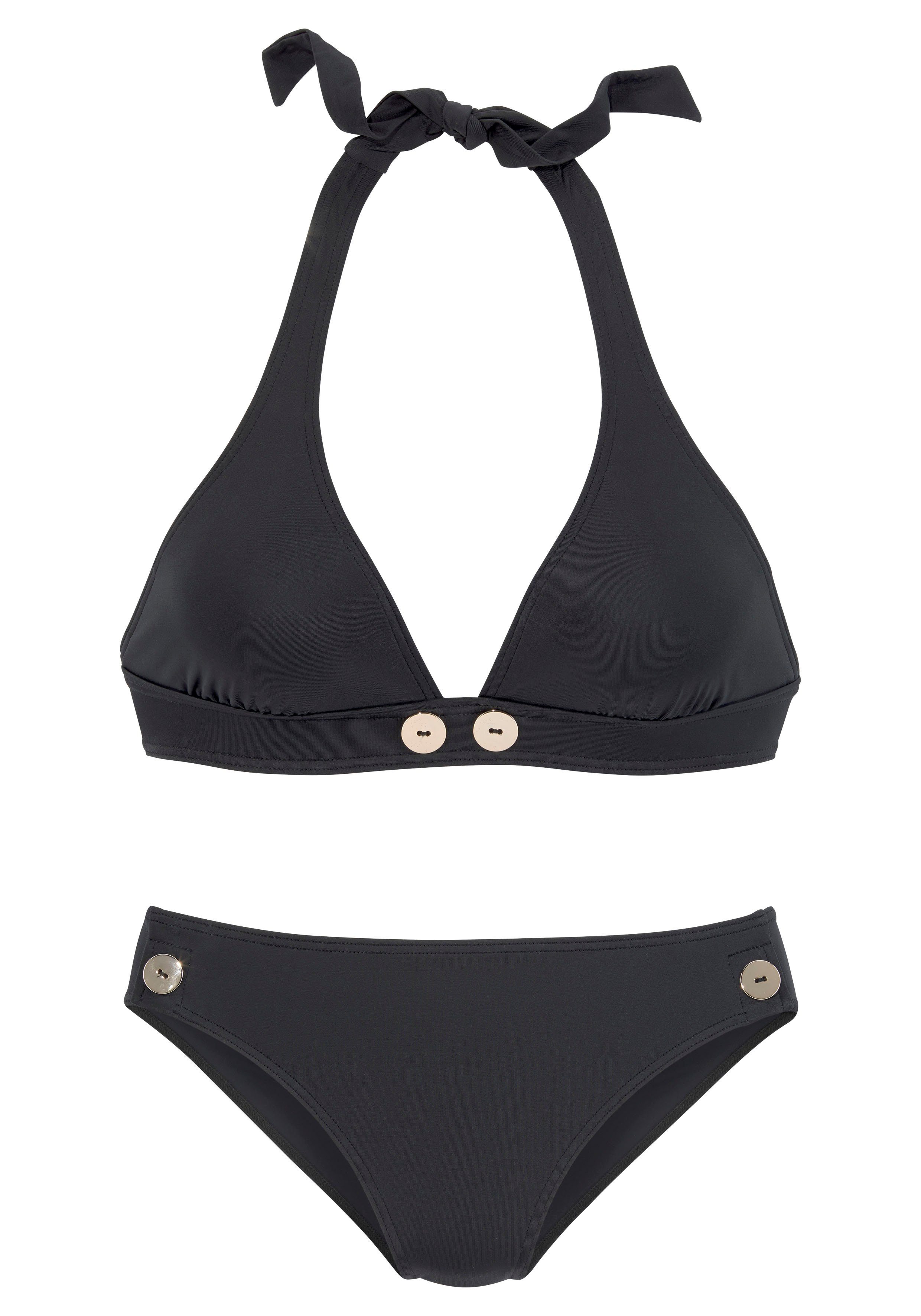 Vivance Triangel-Bikini mit goldfarbenen Zierknöpfen günstig online kaufen