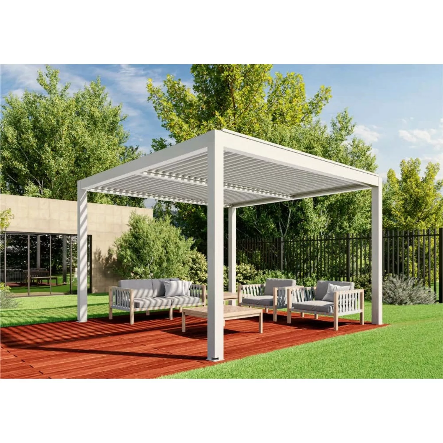 Huun Pergola Mezzo in Weiß 400 x 400 cm günstig online kaufen