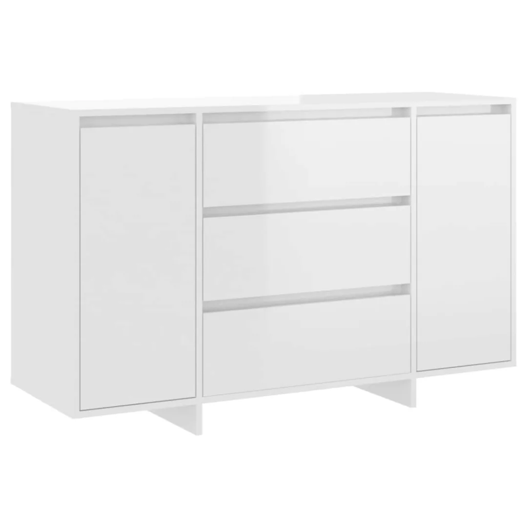 Sideboard 3 Schubladen Hochglanz-weiß 120x41x75 Cm Spanplatte günstig online kaufen