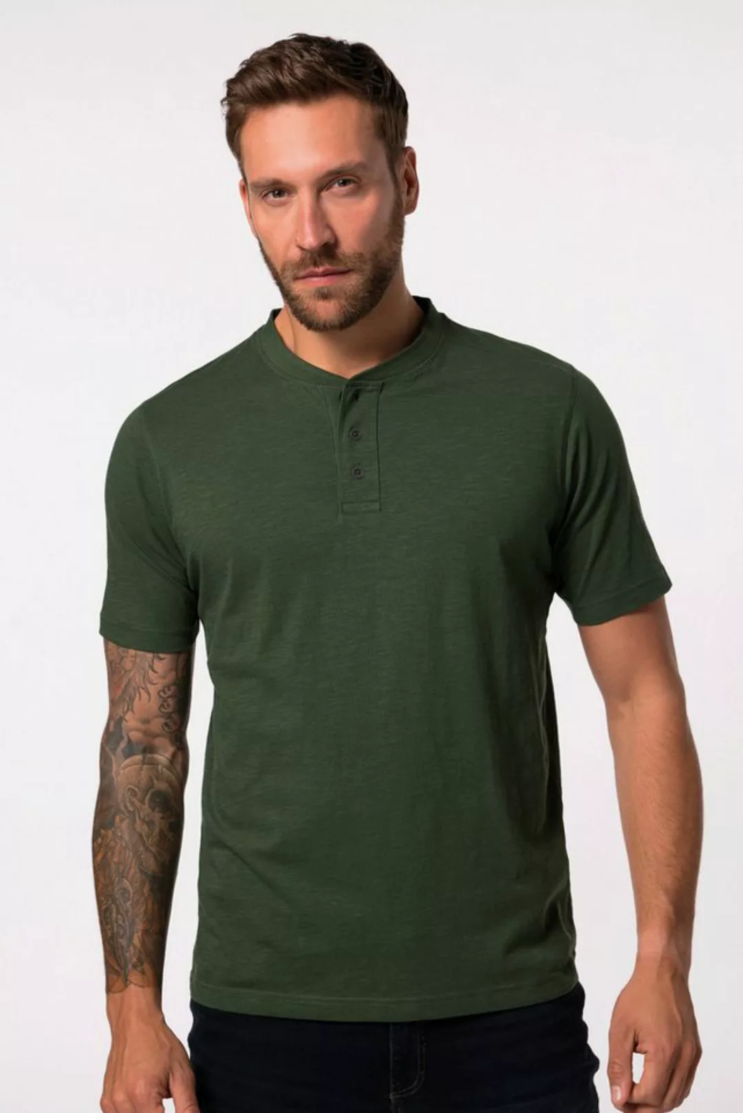 JP1880 T-Shirt Henley Halbarm Rundhals mit Knopfleiste bis 8 XL günstig online kaufen