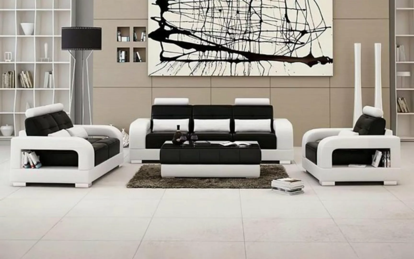 JVmoebel Sofa Ledersofa Couch Sofagarnitur 3+2 Garnitur Design Modern, Made günstig online kaufen