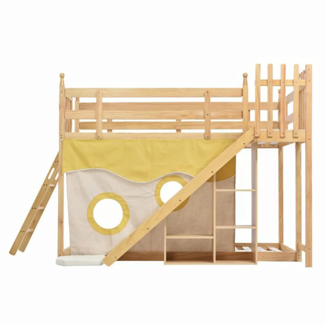 DOPWii Kinderbett 90x200cm,Etagenbett,Holzbett mit Treppe und Zäune,mit Bet günstig online kaufen