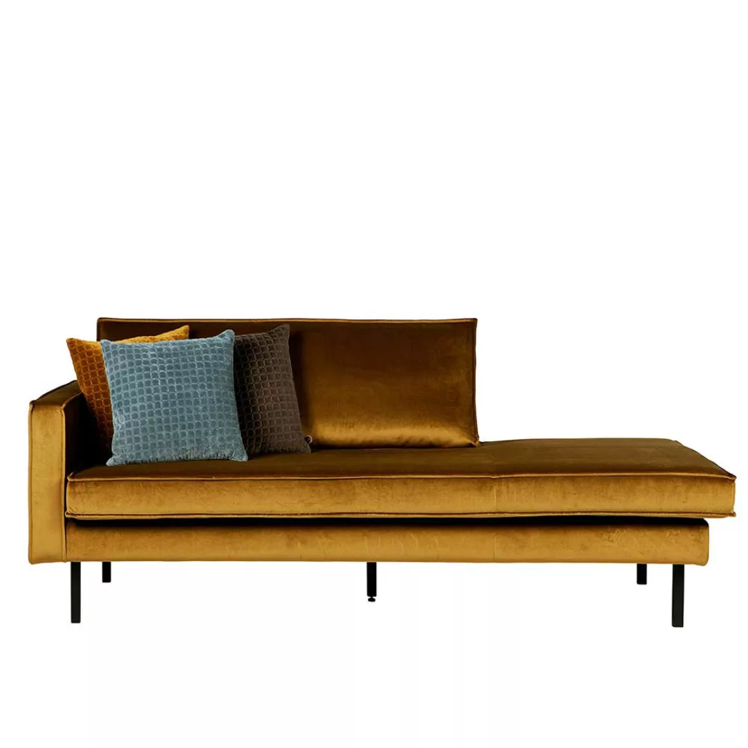 Sofa Recamiere in Honigfarben Samt Armlehne links günstig online kaufen