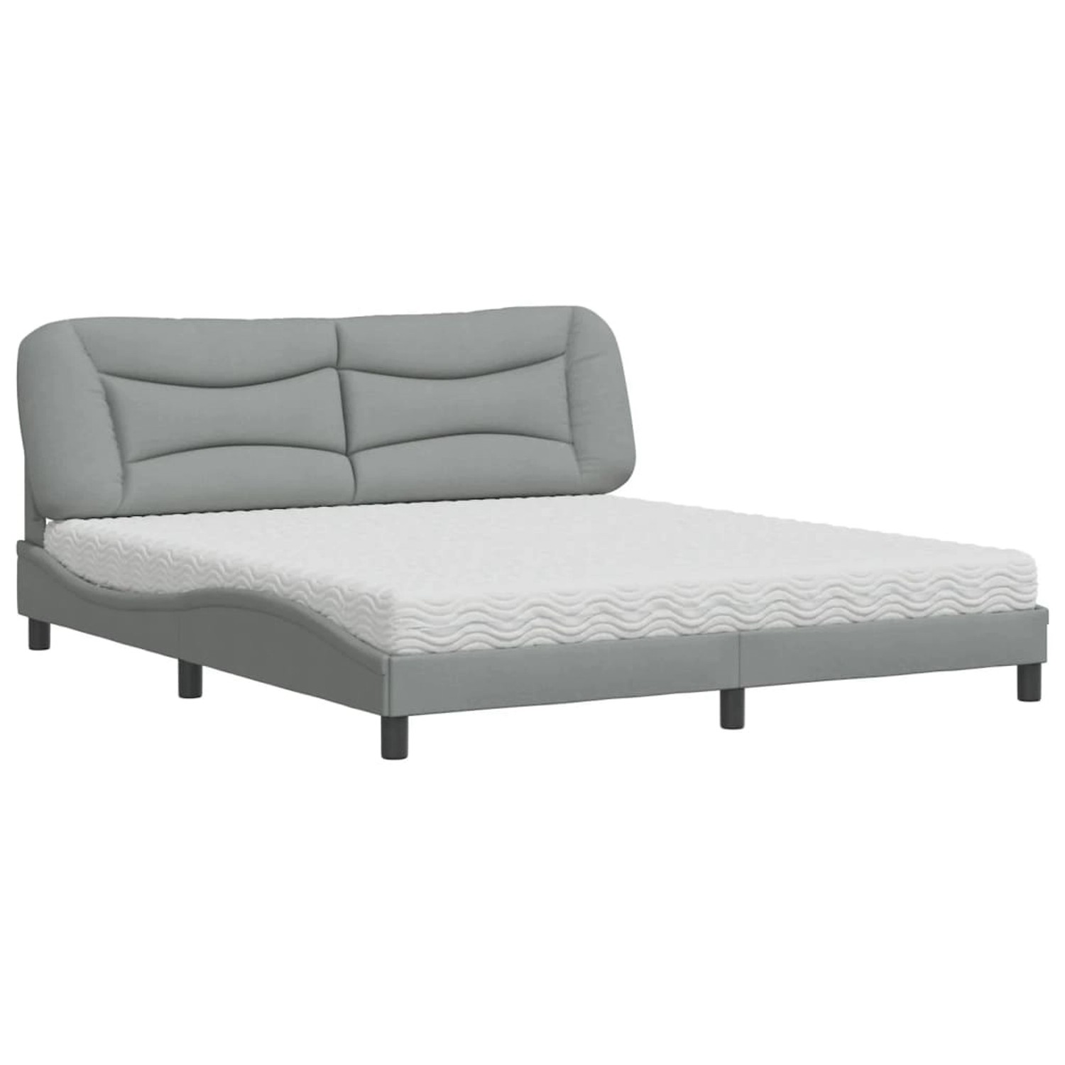 vidaXL Bett mit Matratze Hellgrau 180x200 cm Stoff Modell 12007404 günstig online kaufen