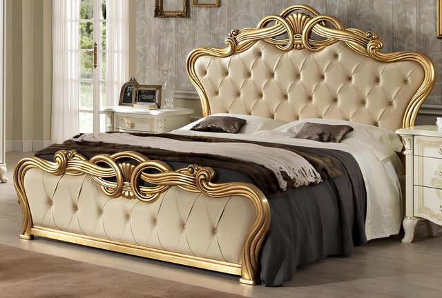 Xlmoebel Bett Neues Barock-Doppelbett in Gold Chesterfield-Stil Bettmöbel G günstig online kaufen