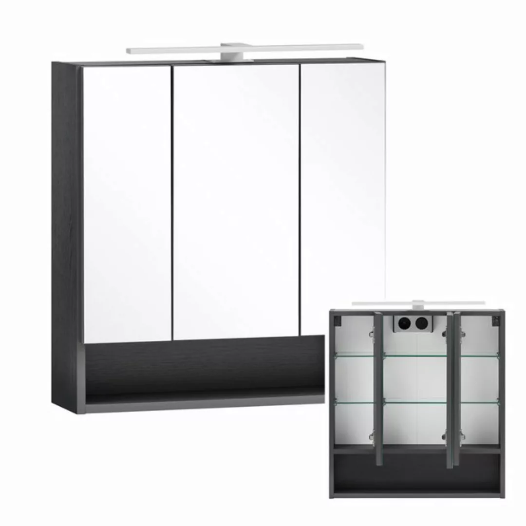 Lomadox Spiegelschrank KAHLA-03 mit Beleuchtung 60 cm breit in graphit, B/H günstig online kaufen