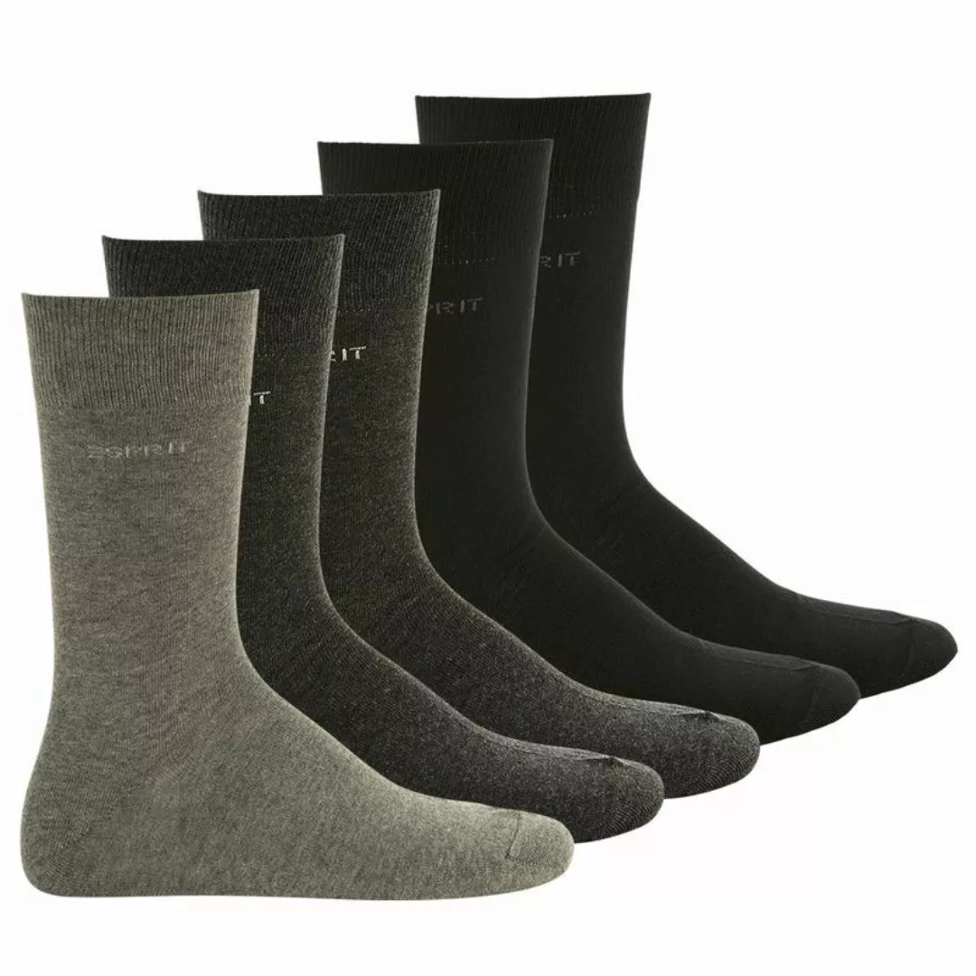 ESPRIT Herren 5er Paar Socken - Kurzsocken, One Size, einfarbig Schwarz/Gra günstig online kaufen