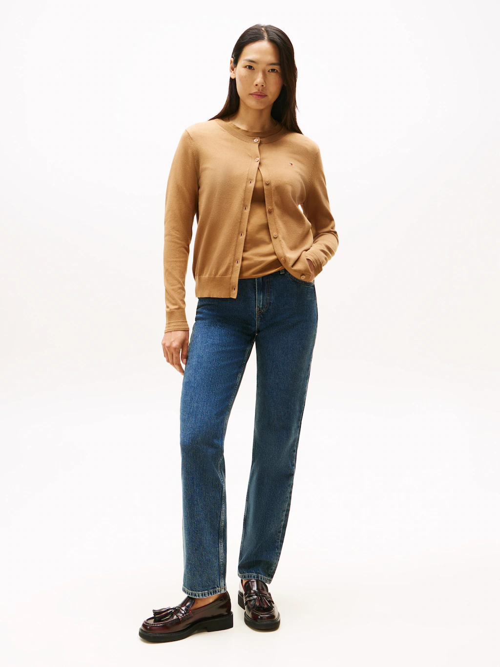 Tommy Hilfiger Cardigan "CO JERSEY STITCH CARDIGAN", mit Logostickerei günstig online kaufen