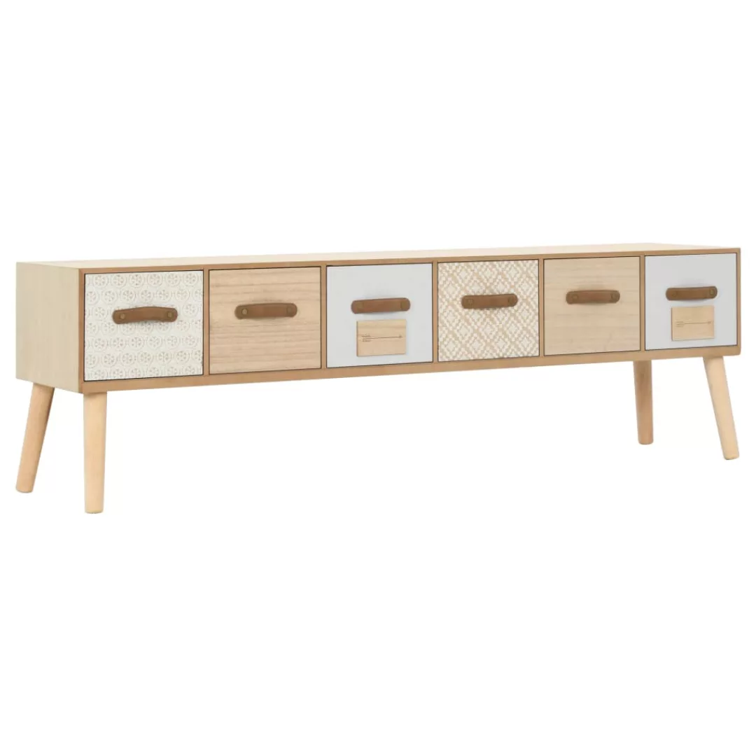 Tv-schrank Mit 6 Schubladen 130×30×40 Cm Massivholz Kiefer günstig online kaufen