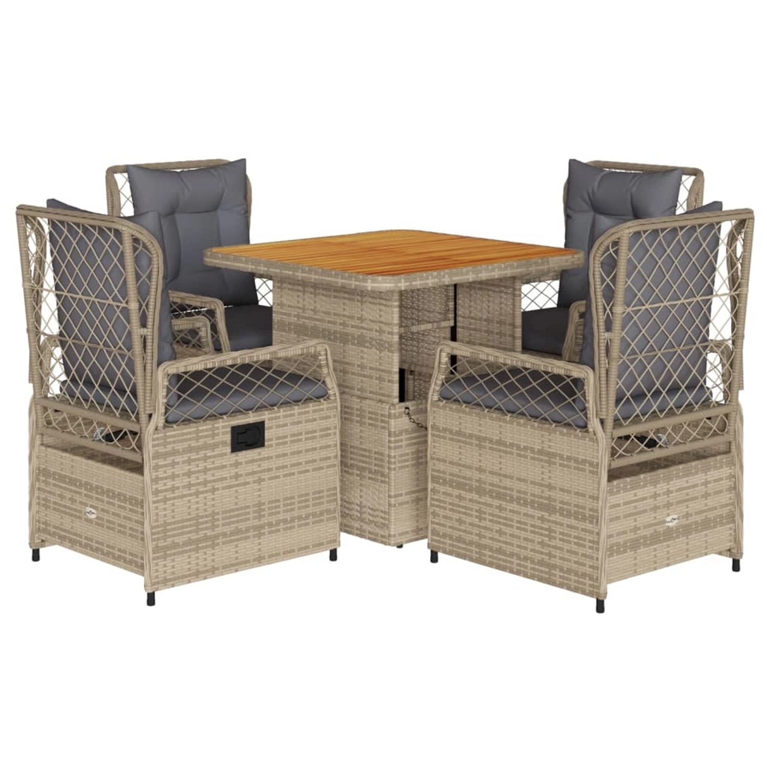 vidaXL 5-Tlg Garten-Essgruppe mit Kissen Beige Poly Rattan 3262917 günstig online kaufen