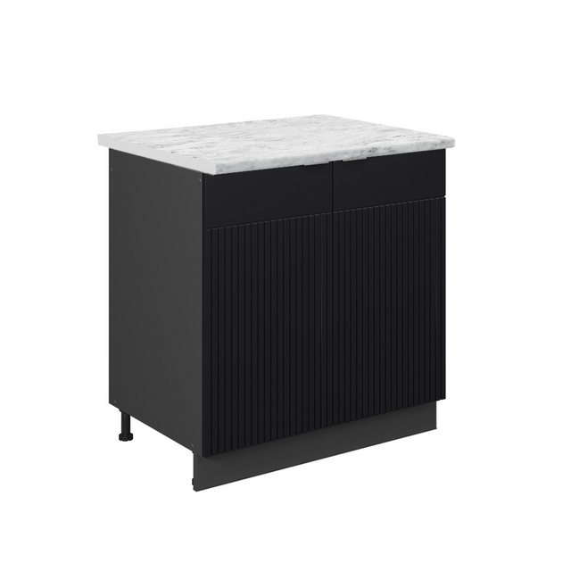 Vicco Spülenunterschrank Fame-Line, Schwarz gestreift/Anthrazit, 80 cm, AP günstig online kaufen