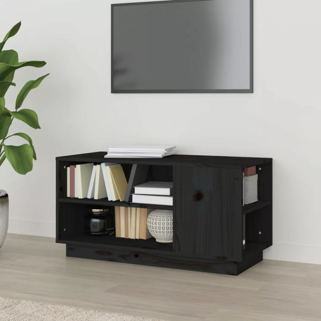 Vidaxl Tv-schrank Schwarz 80x35x40,5 Cm Massivholz Kiefer günstig online kaufen