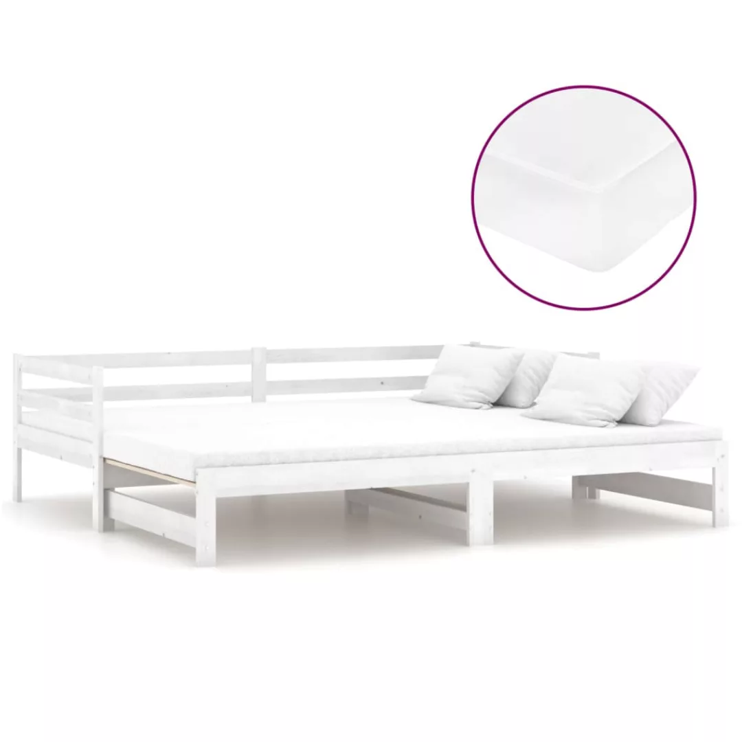 Ausziehbares Tagesbett 2x(90x200) Cm Weiß Massivholz Kiefer günstig online kaufen
