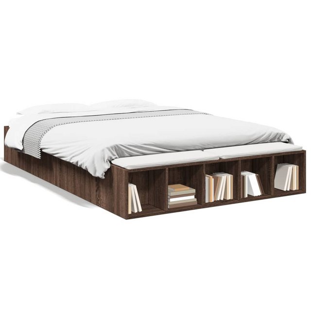 vidaXL Bett, Bettgestell Braun Eichen-Optik 150x200 cm Holzwerkstoff günstig online kaufen