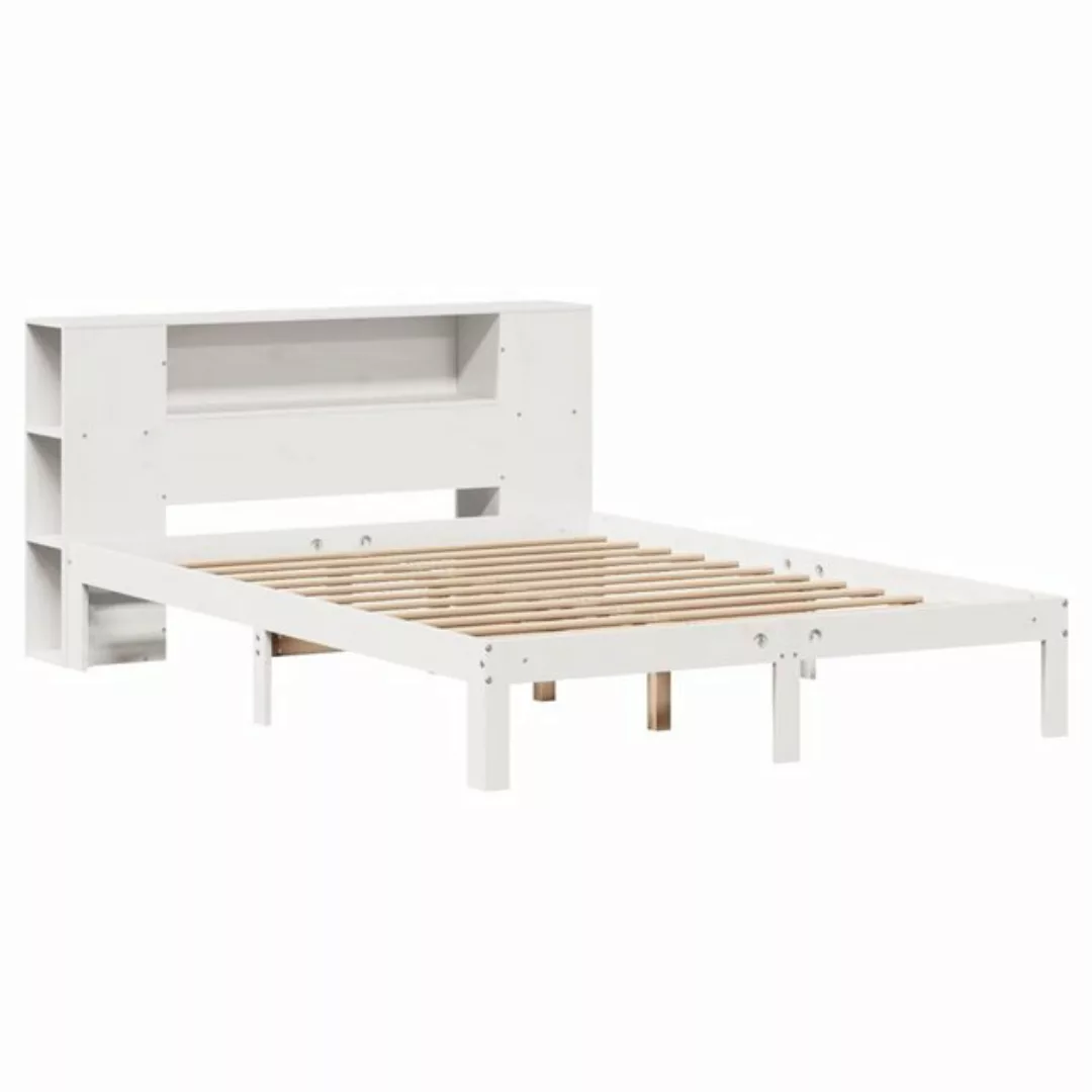 vidaXL Bett Massivholzbett mit Regal ohne Matratze Weiß 120x190 cm Kiefer günstig online kaufen