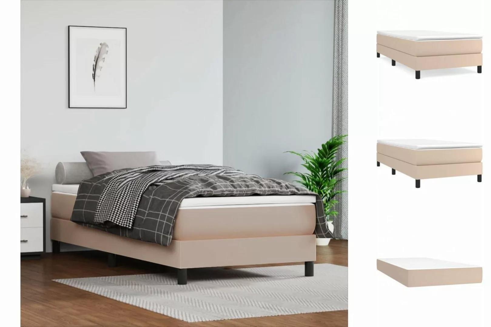 vidaXL Boxspringbett Boxspringbett mit Matratze Cappuccino-Braun 90x190cm K günstig online kaufen