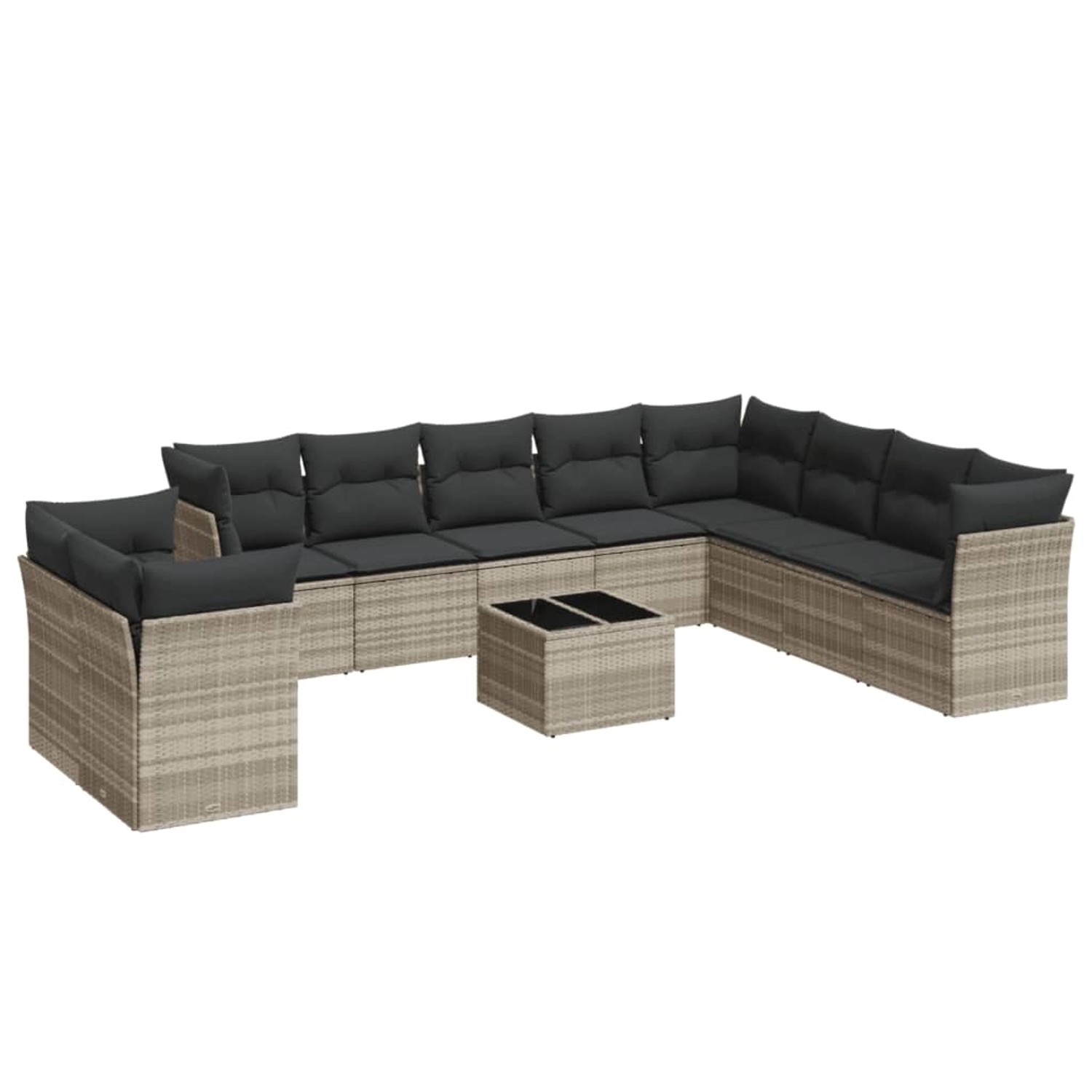 vidaXL 11-Tlg Garten-Sofagarnitur mit Kissen Hellgrau Poly Rattan 3249711 günstig online kaufen