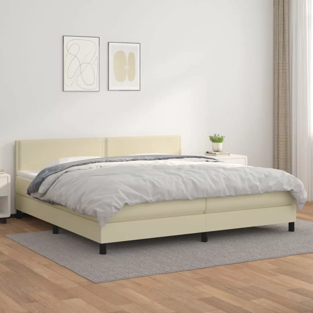 Vidaxl Boxspringbett Mit Matratze Creme 200x200 Cm Kunstleder günstig online kaufen