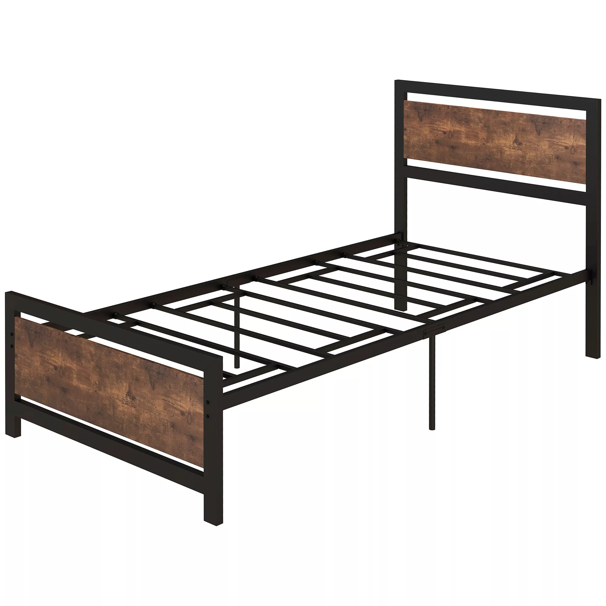HOMCOM Bettgestell aus Stahl Einzelbett 97 x 195 x 103 cm im industriellen günstig online kaufen