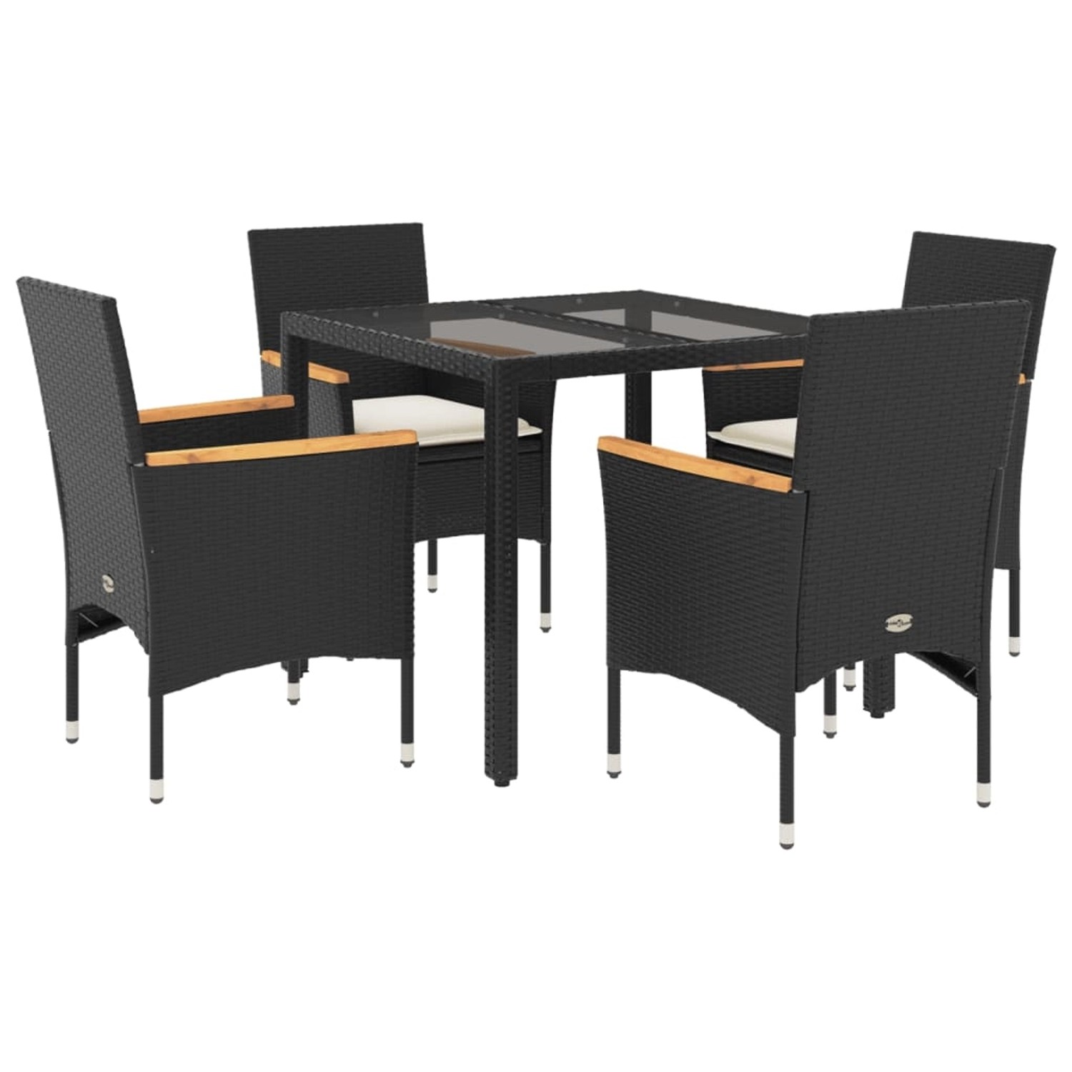 vidaXL 5-Tlg Garten-Essgruppe mit Kissen Schwarz Poly Rattan und Glas 32786 günstig online kaufen