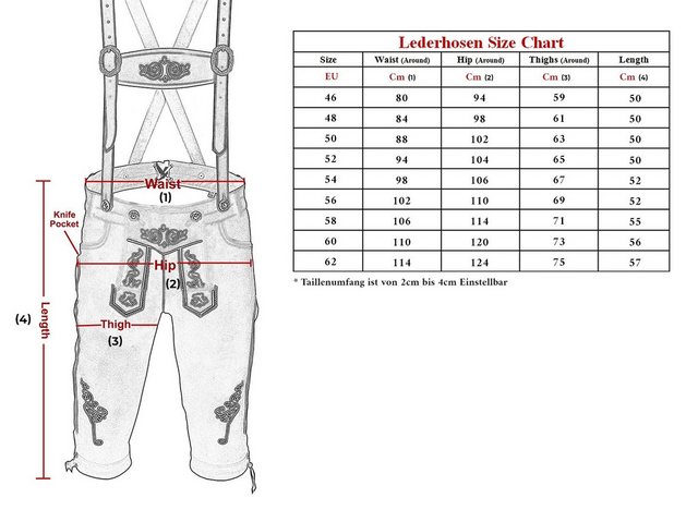 Myooka Trachtenlederhose Trachten Set Herren 5 Teilig,Trachtenlederhose Kur günstig online kaufen