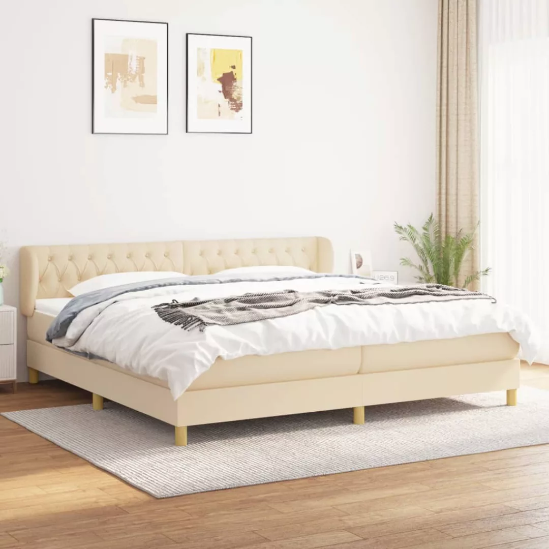 Vidaxl Boxspringbett Mit Matratze Creme 200x200 Cm Stoff günstig online kaufen