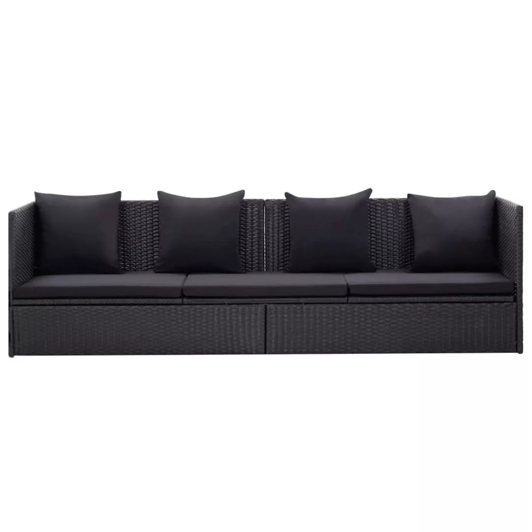 Gartensofa Mit Auflage Und Kissen Poly Rattan Schwarz günstig online kaufen